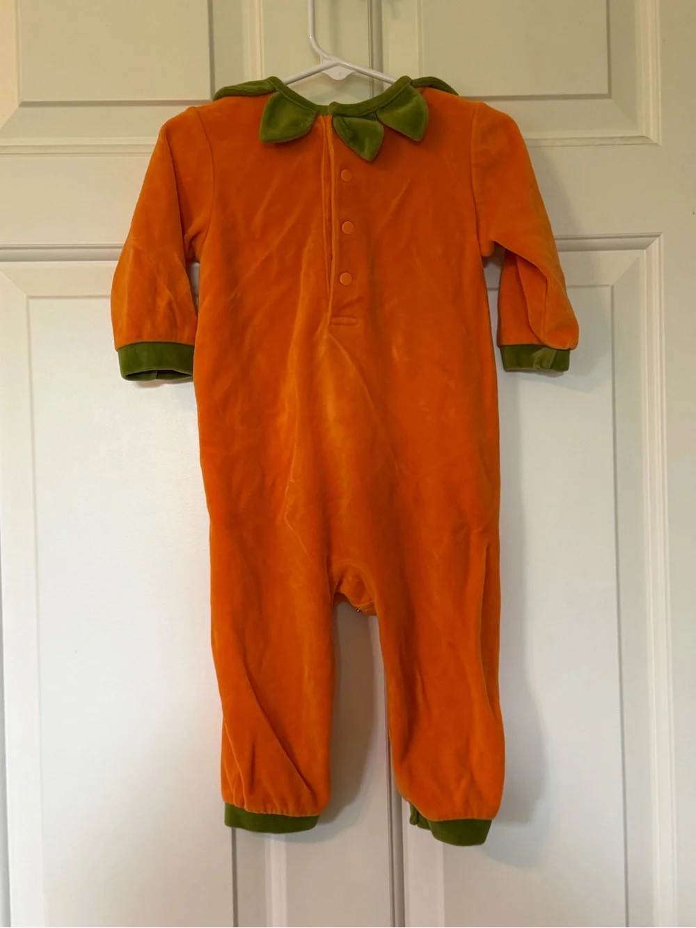 Talbots Orange Pumpkin One-Piece with Green Trim with Matching Booties and Hat